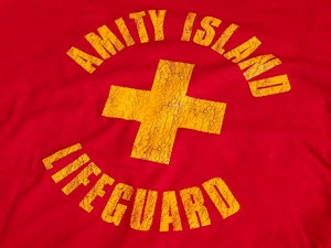 AMITY ISLAND LIFEGUARD - LADIES ROLLED SLEEVE T-SHIRT-3