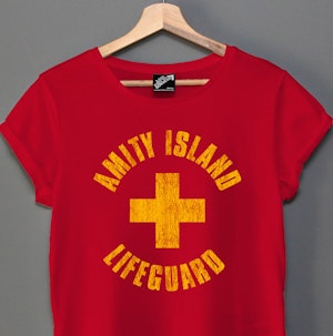 AMITY ISLAND LIFEGUARD - LADIES ROLLED SLEEVE T-SHIRT