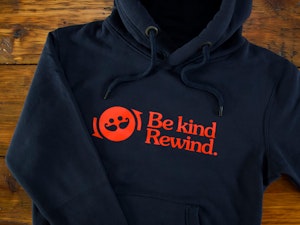 BE KIND, REWIND (NAVY) - PEACH FINISH HOODED TOP-2