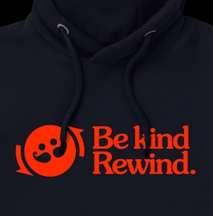 BE KIND, REWIND (NAVY) - PEACH FINISH HOODED TOP