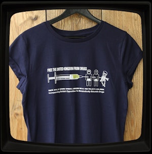 FREE THE UNITED KINGDOM FROM DRUGS - LADIES ROLLED SLEEVE T-SHIRT