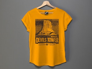 DEVILS TOWER - LADIES ROLLED SLEEVE T-SHIRT-2