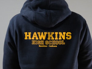 HAWKINS HIGH SCHOOL - PEACH FINISH ZIP-UP HOODED TOP-4
