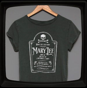 HERE LIES THE BODY OF MARY LEE - LADIES ROLLED SLEEVE T-SHIRT