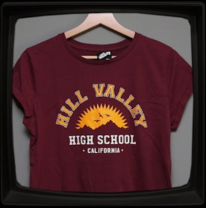 HILL VALLEY HIGH - LADIES ROLLED SLEEVE T-SHIRT