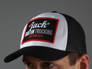 JACK BURTON TRUCKING (WOVEN PATCH) WHITE/BLACK - SNAPBACK TRUCKER CAP-2