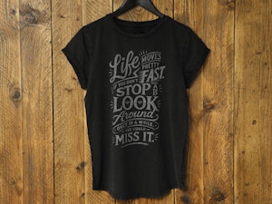 LIFE MOVES PRETTY FAST - LADIES ROLLED SLEEVE T-SHIRT-2