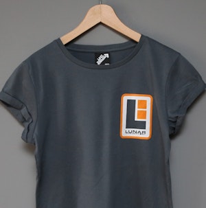LUNAR INDUSTRIES (CHARCOAL) - LADIES ROLLED SLEEVE T-SHIRT