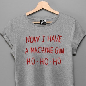 NOW I HAVE A MACHINE GUN HO-HO-HO - LADIES ROLLED SLEEVE T-SHIRT