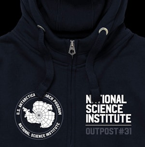 OUTPOST #31 NATIONAL SCIENCE INSTITUTE - PEACH FINISH ZIP-UP HOODED TOP