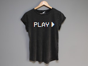 PLAY VHS - LADIES ROLLED SLEEVE T-SHIRT-2