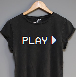 PLAY VHS - LADIES ROLLED SLEEVE T-SHIRT