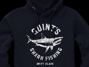 QUINT'S SHARK FISHING - PEACH FINISH (NAVY) HOODED TOP-3