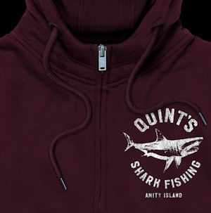 QUINT'S SHARK FISHING - PEACH FINISH ZIP-UP HOODED TOP