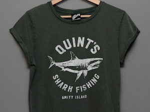QUINT'S SHARK FISHING - LADIES ROLLED SLEEVE T-SHIRT-3