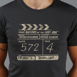 RAIDERS OF THE LOST ARK - CLAPPERBOARD (ASH BLACK) FITTED T-SHIRT