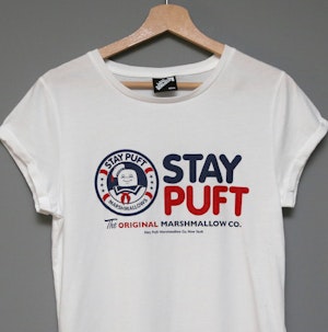 STAY PUFT MARSHMALLOW COMPANY - LADIES ROLLED SLEEVE T-SHIRT