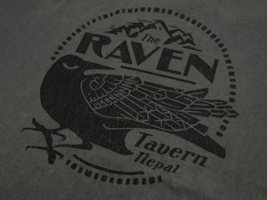 RAVEN TAVERN (STONE WASH GREY) - LADIES ROLLED SLEEVE T-SHIRT-3