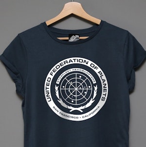 UNITED FEDERATION OF PLANETS - LADIES ROLLED SLEEVE T-SHIRT