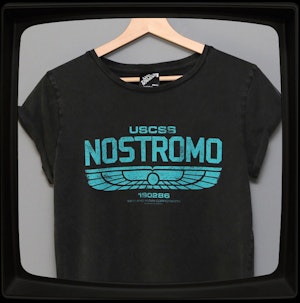 USCSS NOSTROMO (TEAL INK) - LADIES ROLLED SLEEVE T-SHIRT