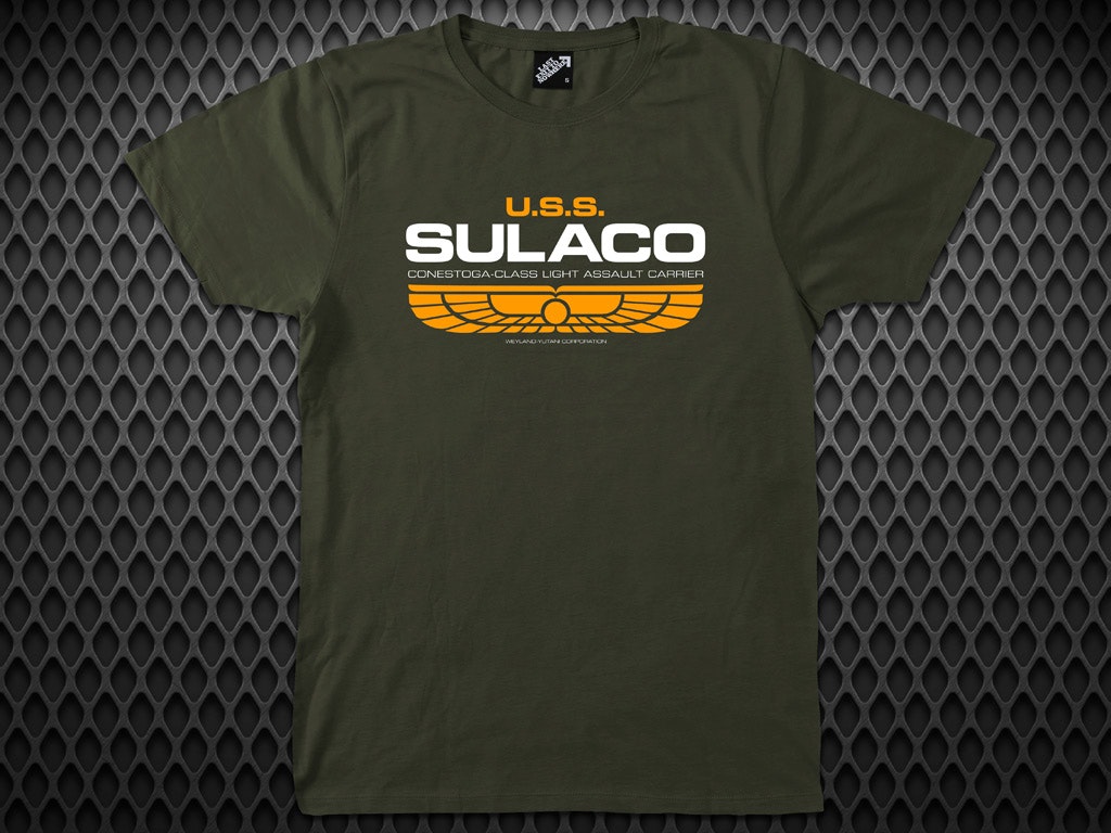 Custom USS Sulaco Schematic Design T-Shirt - Alien Movie Blueprint Style, 100% Cotton