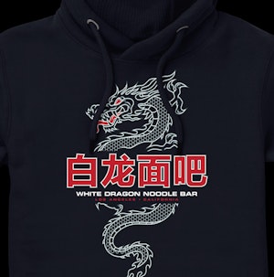 WHITE DRAGON NOODLE BAR - PEACH FINISH HOODED TOP