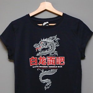 WHITE DRAGON NOODLE BAR - LADIES ROLLED SLEEVE T-SHIRT