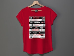 CHRISTMAS VHS (RED) - LADIES ROLLED SLEEVE T-SHIRT-2